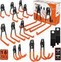 KOFANI Heavy Duty Steel Hooks, 16 Pack with Anti-Slip Coating - Utility Wall Mount Garage Storage for Hanging Bike, Ladder and Garden Tools