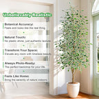 Bailikang 6FT Artificial Ficus Trees Indoor Faux Trees Indoor Fake Floor Plants Tall Artificial Tree with White Pot Faux Tree Fake Indoor Tree Silk Plants Artificial Trees for Home Decor Indoor