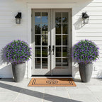 HyeFlora 2 Pack Artificial Topiary Boxwood Ball Trees with Lavender Fake Plants for Outdoor Indoor Artificial Shrubs with Ground Spike UV Resistant Fake Bushes for Front Porch Garden (Purple Lavender)