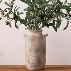 Large Flower Vase Home Decor - 12 inch Tall Ceramic Farmhouse Rustic Table Vases with Handle Living Room Decoration Decorative Modern Pottery for Floor Kitchen Shelf Coffee Dining Desk Fireplace