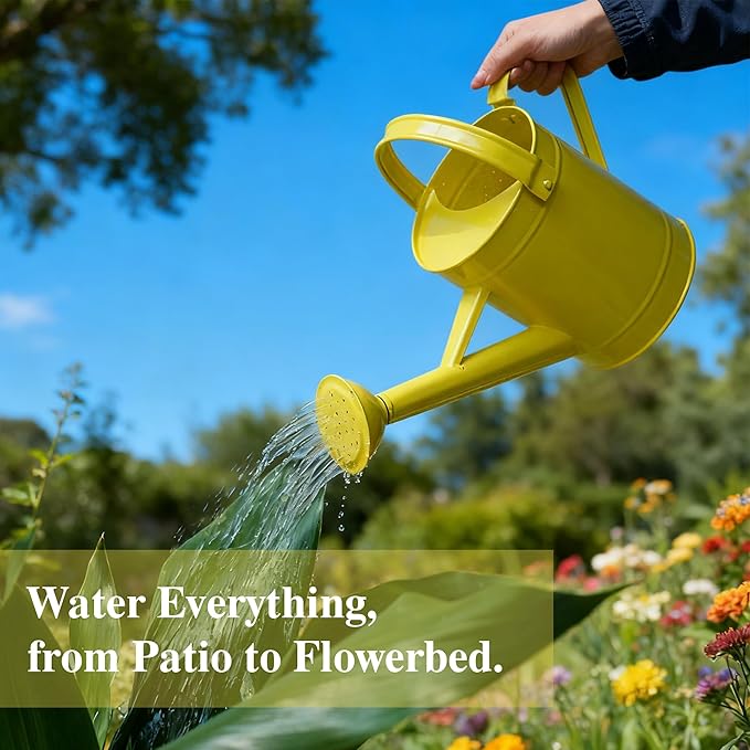 Topadorn Watering Can for Plants, 55 Oz Metal Watering Can with Removable Spout for Indoor & Outdoor Plants, Long Spout Garden Watering Can, Yellow