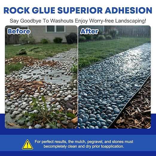 Mulch Glue 2 Gallon - Ready to Use Rock Glue for Landscape - Pet Safe & Plant Safe, Fast-Dry No Dilution - Spray for Gravel/Pebbles/Stones for Outdoor Gardens