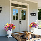 INQCMY Artificial Fake Petunias Flowers for Outdoors Spring Summer Decoration, 12 Bundles Faux Plants Outdoor UV Resistant Realistic Silk Flower for Outside Planters Patio Porch Yard Window Box