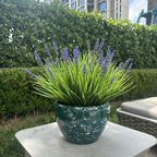 alyptus Artificial Flowers for Outdoors 24 Bundles Fake Monkey Grass Plants Outdoor Plastic Purple Flower Outside Green Leaf Decoration for Patio Pot Décor (24 Bundle Purple Flowers)