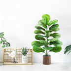 2 Pack Artificial Fiddle Leaf Fig Tree 30in, Faux Fig Trees Floor Plant in Pot Fake Ficus Lyrata Plant, Table Top Plant with Fiddle Leaves for Indoor Outdoor Home, Office, Living Room, Bathroom Decor