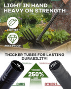 5-in-1 Garden Hoe - Adjustable 37" to 50" Handle, 5 Tool Heads, Heavy-Duty Weeding, Cultivating, and Raking Tool for Gardening, Camping, and Outdoor Use
