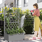 Casaphoria Metal Raised Garden Bed with Trellis and Wheels, 72"x35"x16" Arched Planter Box for Climbing Plants, Vegetables & Vines, Features Drainage Holes and Privacy Screen (Grey-Laurence)