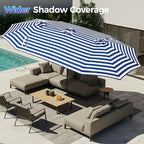SUPERJARE 13FT Outdoor Umbrella for Patio, Double sided Pool Umbrellas with Fade Resistant Canopy, Large Table Umbrella for Deck, Market, Backyard - Blue & White Stripe