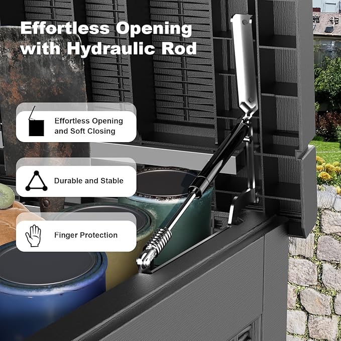 PatioZen 320 Gallon Resin Deck Box, Lockable Weatherproof Outdoor Storage Box for Furniture, Garden Tools and Tools Storage, Waterproof Outside Storage Boxes - Black