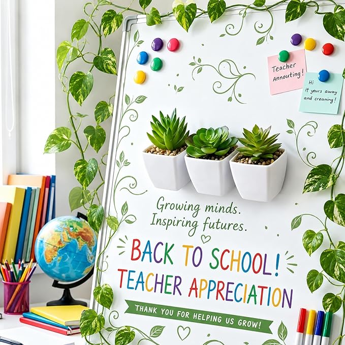 3 Pcs Magnetic Plants Classroom Decor Artificial Potted Potted Greenery Mini Fake Plants with Magnets Back to School Teacher Appreciation Gift for Whiteboard Blackboard Home Office(Succulent)