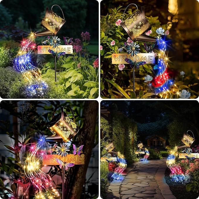 Solar Watering_Can Light, Solar Lights Outdoor Decor, Garden Decor Lights for Yard, IP65 Waterproof Hanging Lantern Lights, Gifts for Women Mom, for Yard Patio Lawn Pathway Landscape (Multicolour)