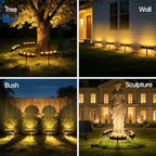 Sublume Solar Tree Lights Outdoor, Palm Tree Lights, Large Solar Panel with 4000mAh Battery, Ring Warm White LED Uplights for Tree, 3-in-1 (Stake/Tie/Hang), IP65 Waterproof, Tree Spotlights for Garden
