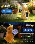 Hogni Solar Bunny Garden Statue Outdoor Decor, Rabbit Figurines with LED Light, Waterproof Solar Powered Yard Art for Patio, Balcony, Lawn, Cute House Warming & Birthday Gifts for Mom, Grandma, Women