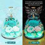 FIACO Gifts for Women Birthday Preserved Rose Forever Flower in Glass Angel Figurines Fresh Flowers for Delivery Prime for Mom Real Roses for Grandma Sister Wife Her from Daughter
