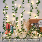 suddus Vine with Fairy Light Plug in, 33ft 100 LED Pothos String Lights Connectable with Remote, Leaf Lights for Bedroom, Room, Wall, Garden, Party, Wedding Dorm Decor (Warm White)