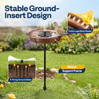 VIVOHOME Oval Bird Bath with Solar Fountain for Outside, Weather-Resistant ABS Birdbath Bowl with Solar Powered Pump, Metal Ground Stake for Outdoor, Garden, 1.3 Gallons, Bronze