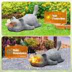 Garden Outdoor Statues Solar Cat Outside Statue Garden Decor for Yard Patio Home Porch Lawn Balcony, Gifts for Mother Grandma Women