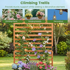 HAPPYGRILL Raised Garden Bed with Trellis, 59" Tall Wooden Elevated Planter Box w/Liner, Drainage, Detachable Base Panel for Climbing Plant Vine Flower, Outdoor Planter w/Trellis for Patio (1)