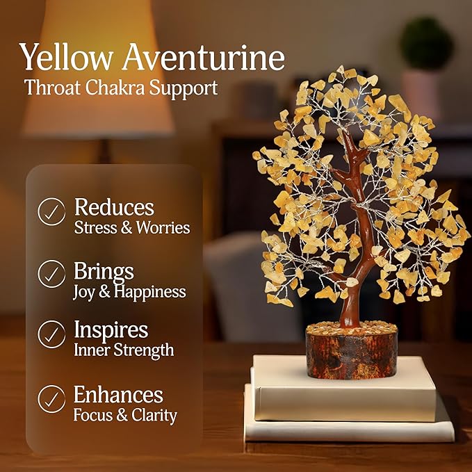 Yellow Aventurine Crystal Tree, Crystals and Stones, Crystal Tree for Positive Energy, Room Decor, Office Decor, House Warming Gifts New Home