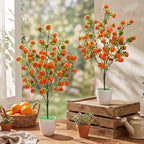 Suncalla 2 Pack Artificial Orange Potted Plants 21.65 Inches Fake Orange Tree Simulation Realistic Fruit Plant with Pot Faux Tree Indoor Decoration for Home Office Living Room Table Desk