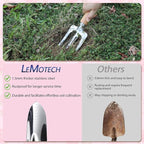 LeMotech Garden Tools Set, 10-Piece Heavy Duty Garden Hand Tools Kit with Wooden Handle, Durable Organizer Bag for Garden Supplies, Gardening Gifts for Women Grandmother, Pink Floral Pattern