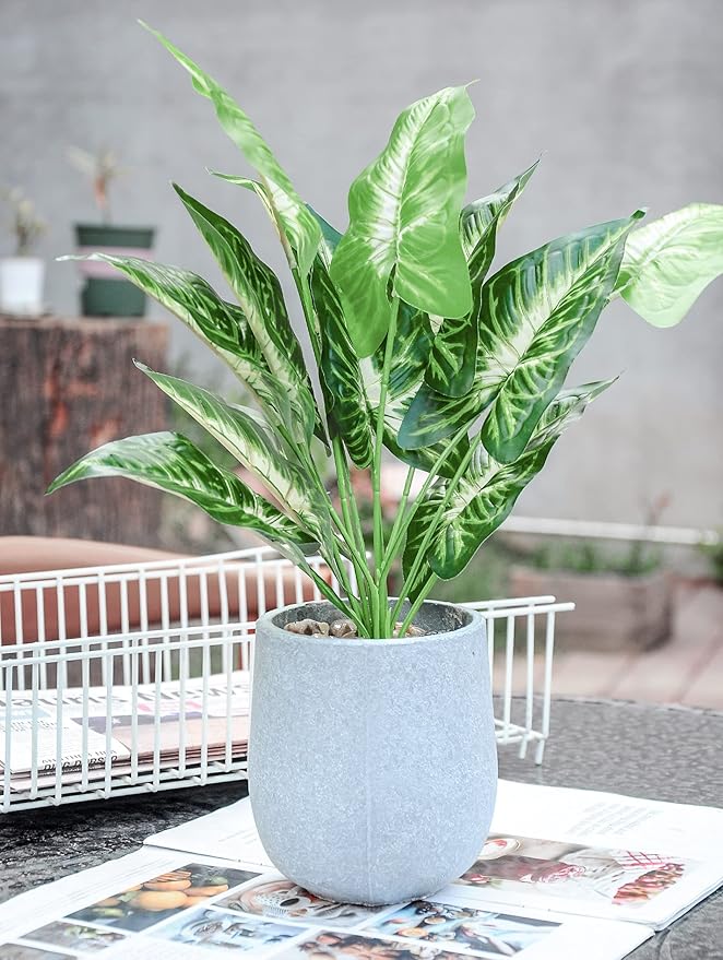 Der Rose 16'' Fake Plants Artificial Potted Greenery Faux Plants for Office Desk Home Bathroom Decor