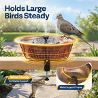 VIVOHOME Deck Mounted Bird Bath with Solar Fountain, Outdoor ABS Birdbath Bowl with Adjustable Metal Clamp, Solar Powered Pump for Railing, Fence, Balcony, 1.45 Gallons, Bronze