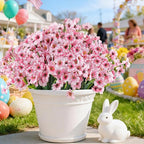24 Bundles Artificial Flowers for Outdoors, Realistic Fake Silk Flowers for Outside Decoration, No Fade Faux Plants Outdoor Planter Window Box Porch Patio Decor(Pink)