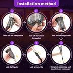 Qualirey 12 Pack Solar Bug Zapper Outdoor Waterproof Mosquito Repellent Killer Bug Zapper Lamp with LED Light for Outdoor Garden Patio Yard (Purple and Flame Light,Silver)