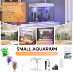 Vehipa Aquarium, 2.4 Gallon Betta Fish Tank with Heater, Humidifier 3 in 1 Pump - Filteration & Oxygenation & Circulation, Temperature Display, HD Glass, Timed 7-Color Lights