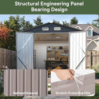 Aoxun 8x6 FT Outdoor Storage Shed Garden Metal Shed with Lockable Door Outdoor Large Shed for Tool, Garbage Can, Bike, Mower, Brown