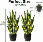 Fake Snake Plant, 27" Artificial Potted Plants with Black Pot, Realistic Faux Plants for Home Decor, Low Maintenance No Watering Needed for Desk Corner Office & Pet Areas (2 Pack)