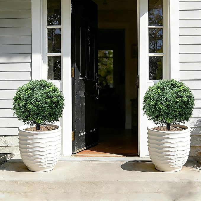 26-Inch Artificial Topiary Boxwood Ball Trees (Set of Two) – Lifelike, UV-Resistant Decor for Indoor & Outdoor Use – Enhance Your Space with Vibrant Greenery