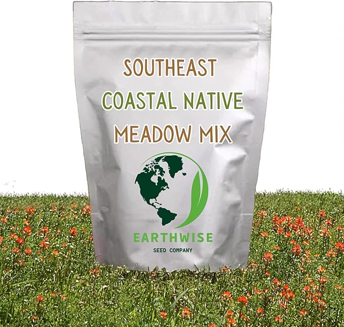 Earthwise Southeast Native Meadowscaping Seed Mix – Pollinator Friendly, Organic, Supports Wildlife, Multi-Season Color, Low Maintenance, Chemical-Free, Pet Safe – Covers Up to 500 sq ft, 1/4 lb