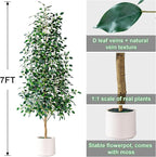 Bailikang 7FT Artificial Ficus Trees Indoor Faux Trees Indoor Fake Floor Plants Tall Artificial Tree with White Pot Faux Tree Fake Indoor Tree Silk Plants Artificial Trees for Home Decor Indoor