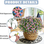 ADXORA 12 Bundles Artificial Flowers,Faux Plants for Spring Summer Decoration, UV Resistant Colorful Violets Eucalyptus for Outside Home Planter Porch Patio Yard Décor (Red,Blue,White)