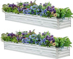 Meberam 2 Pack 6x1.5x1FT Galvanized Raised Garden Beds Kit Outdoor Metal Gardening Planter Box for Vegetable Elevated Flower Herbs,Silver