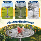 VIVOHOME Bird Bath for Outside, Polyresin Pedestal Bird Baths for Outdoor, Garden, 28 Inch Height Weather-Resistant Birdbaths with 20" Bowl, Gray