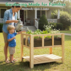 ketive Raised Garden Bed with Transparent Acrylic Side Panels, Elevated Wooden Planter Box with Shelf for Vegetables, Herbs & Flowers,Outdoor Raised Garden Planter for Patio, Balcony & Backyard