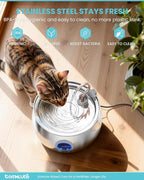 Tomxcute Cat Water Fountain - 4.0L/135oz Gooseneck Copper Stainless Steel Cat Water Fountains for Cats Indoor - Kitty Cat Fountains for Drinking Spout - Comes with 3 Replacement Filters