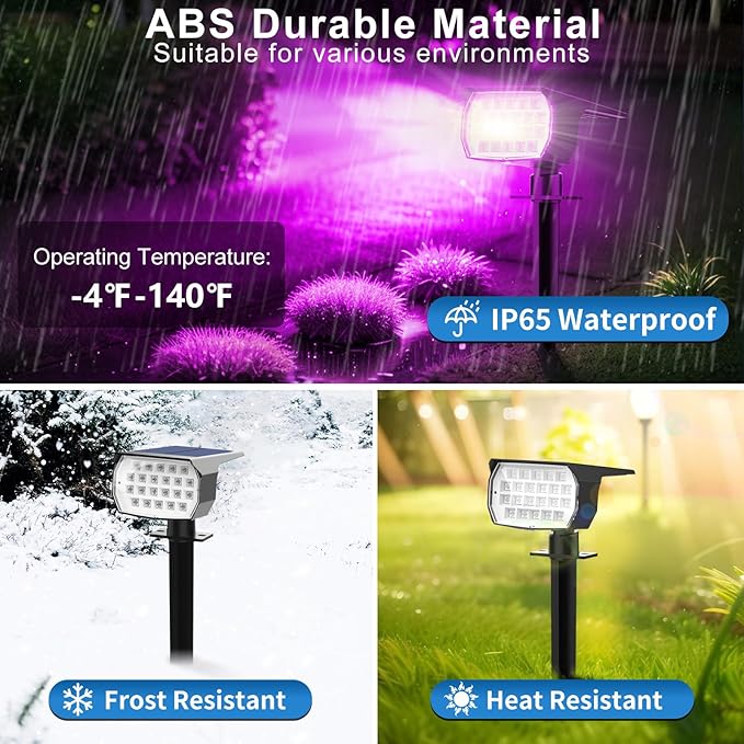 Tadyreal Solar Color Changing Spot Lights Outdoor Waterproof Colored RGB Solar Powered Landscape Lights for Yard 7 Lighting Modes Multicolor Solar Spotlights for Pathway Garden Outside (2 Pack)