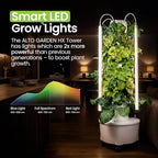 HX Aeroponic Tower | High Capacity Tower | Hydroponics Growing System Kit | Food Grade with 40 Net Pots (with LED Grow Lights)