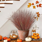24 Bundles Red Artificial Plants Onion Grass Outdoor 20 Inch Fall Fake Shrubs Wheat Grass UV Resistant Autumn Greenery Stems Faux Bushes Plant for Indoor Home Farmhouse Thanksgiving Fall Decor