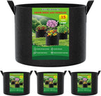 FEED GARDEN 15 Gallon Grow Bags 4 Pack – Heavy Duty 300G Thick Fabric Plant Pots with Reinforced Handles, Breathable Drainage Planters for Tomatoes, Potatoes & Large Vegetables Indoor Outdoor