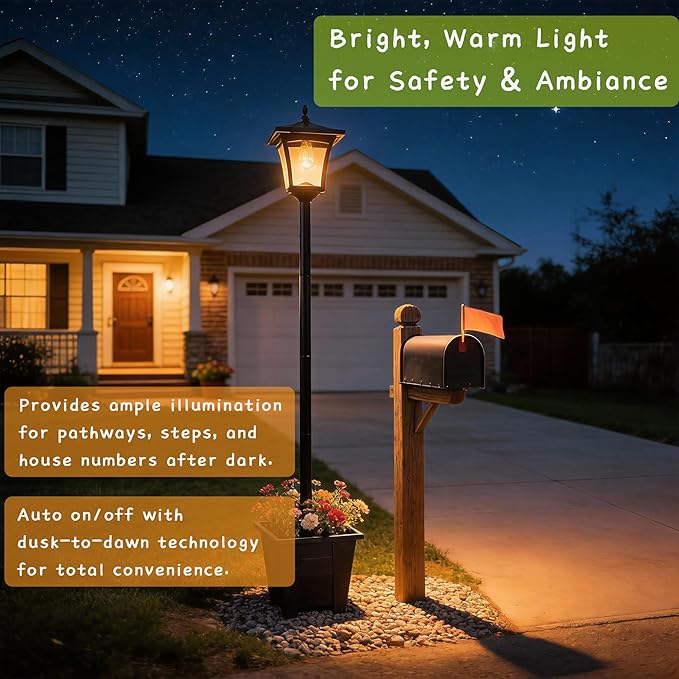 59" Solar Lamp Post Light,Outdoor Waterproof Solar Light Post with Planter,Garden Lights for Backyard, Pathway, Patio,Lawn, Driveway Decor