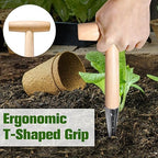 SPEEDWOX Dibbler Gardening Tool Wood Handle Garden Hole Punch Dibbler Tool for Planting Seeds,Self Watering Stakes Bulb Planter Tool Flower Bulb Planting Tools Hole Digger for Gardening