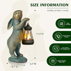 MININOVA Garden Statues Rabbit with Solar Lantern Resin Outdoor Bunny Figurines Decorations for Patio Yard Lawn Ornaments Gifts for Birthday Easter Housewarming