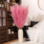Premium Faux Dark Pink Pampas Grass – 55" 8pcs Tall Ultra-Fluffy 24-Branch One-Piece Stems No Assembly, Luxury Silk-Feel Feather Flowers for Boho Wedding Girls Room Home Decor (Magenta, 8 Stems)