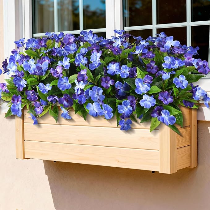 Hommyea Artificial Fake Flowers for Outdoor, 6 Bundles UV Resistant Faux Plants Decoration Silk Flowers No Fade Plastic Flowers for Outside Planters Home Porch Patio Yard Garden Decor