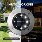 LYHOPE Solar Ground Lights Outdoor, 12 Pack 8 LED Solar Disk Lights Waterproof Garden In-ground Pathway Light Landscape Lighting for Lawn,Yard,Deck,Patio,Walkway (White)